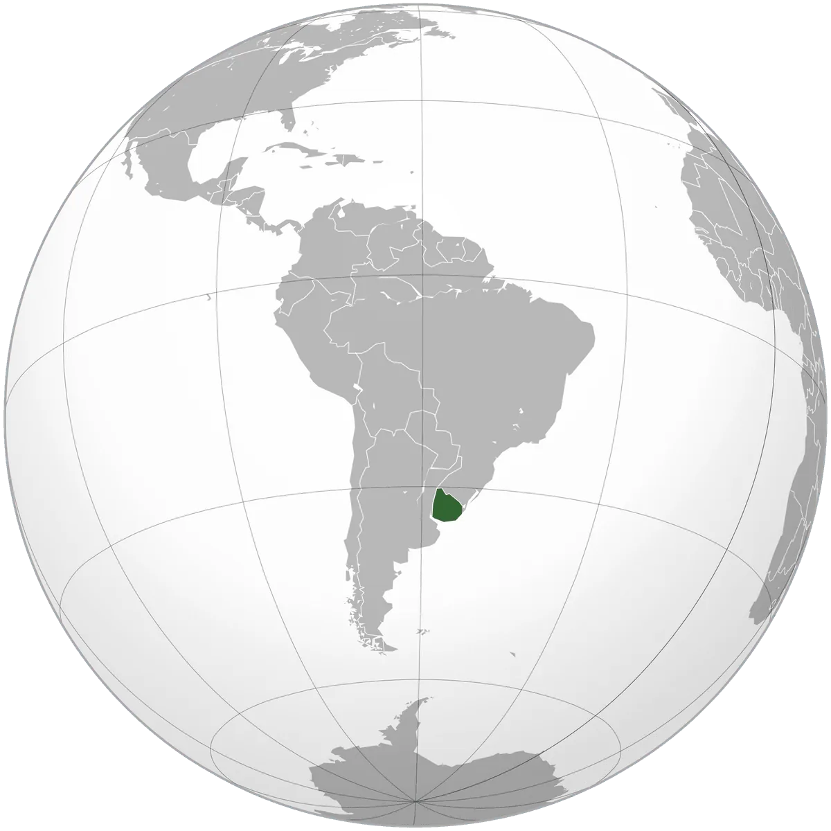Uruguay on the globe