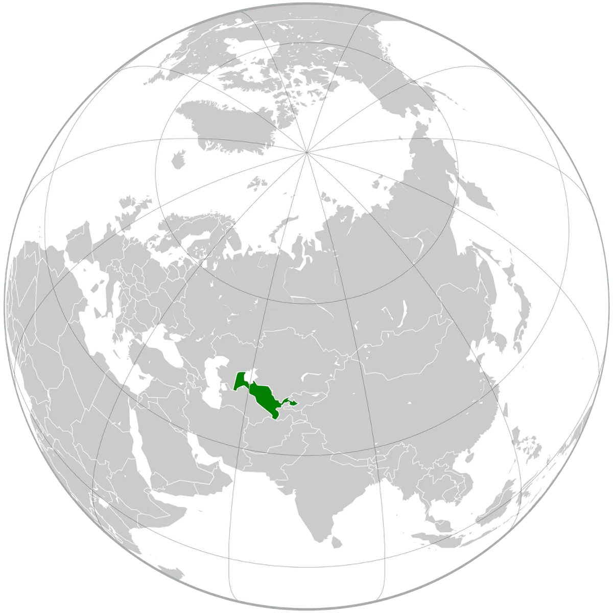 Uzbekistan on the globe