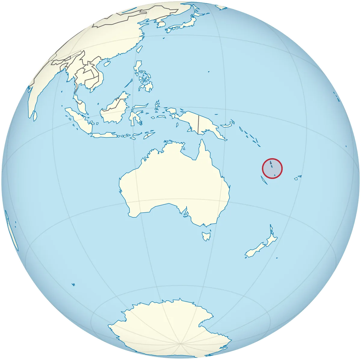 Vanuatu on the globe