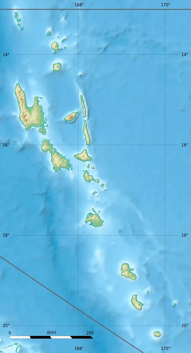 Relief map of Vanuatu — physical geography