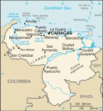 Reference map of Venezuela (CIA World Factbook)