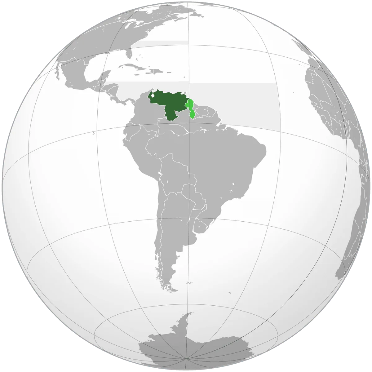 Venezuela on the globe