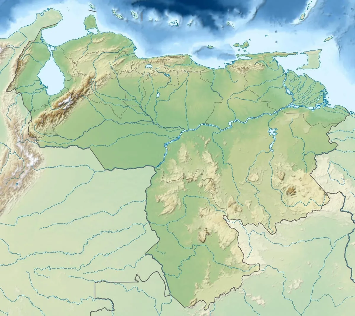 Relief map of Venezuela — physical geography