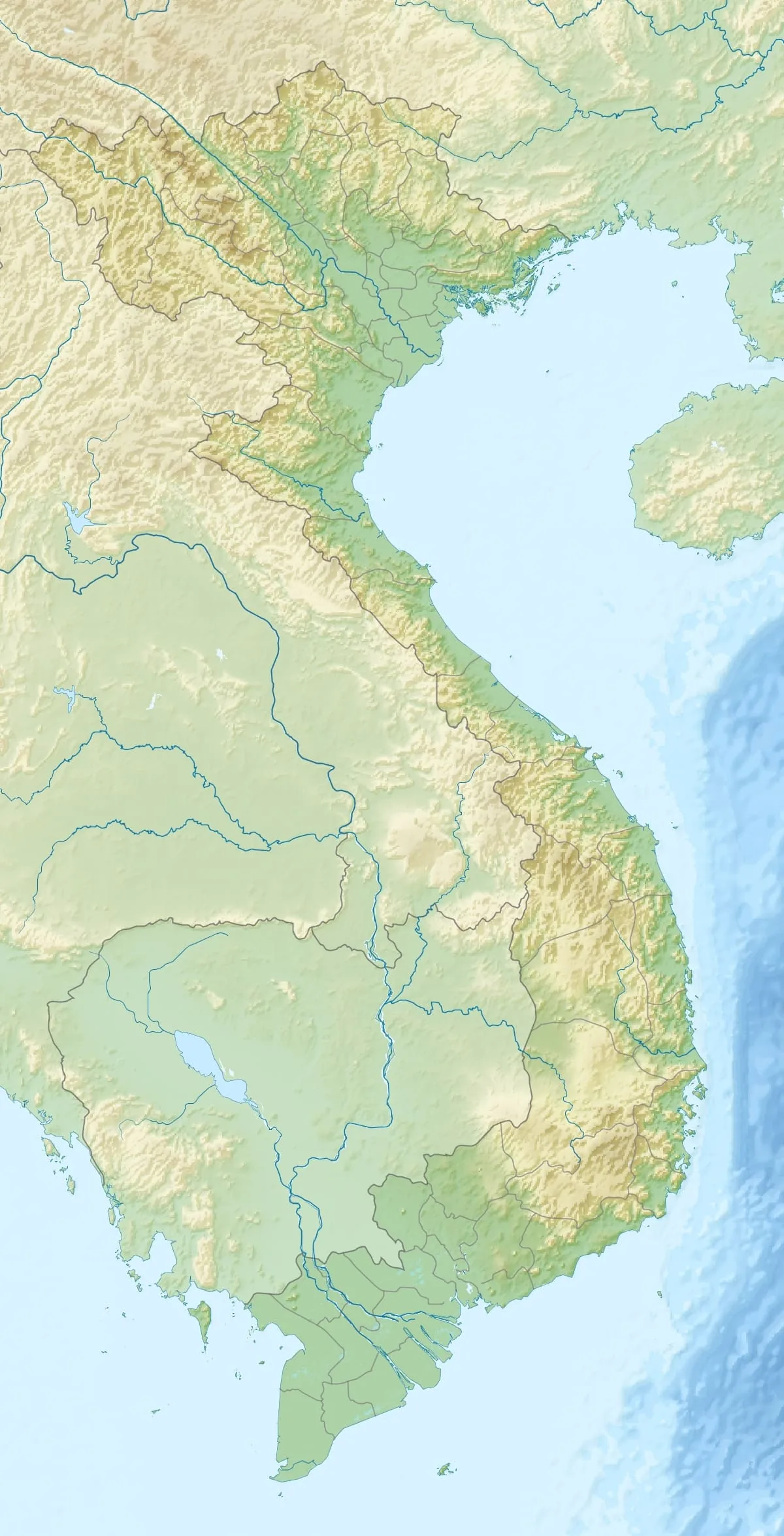 Relief map of Vietnam — physical geography