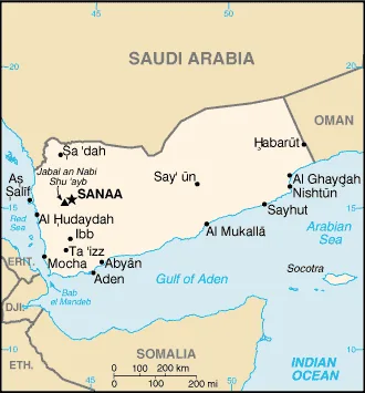 Reference map of Yemen (CIA World Factbook)