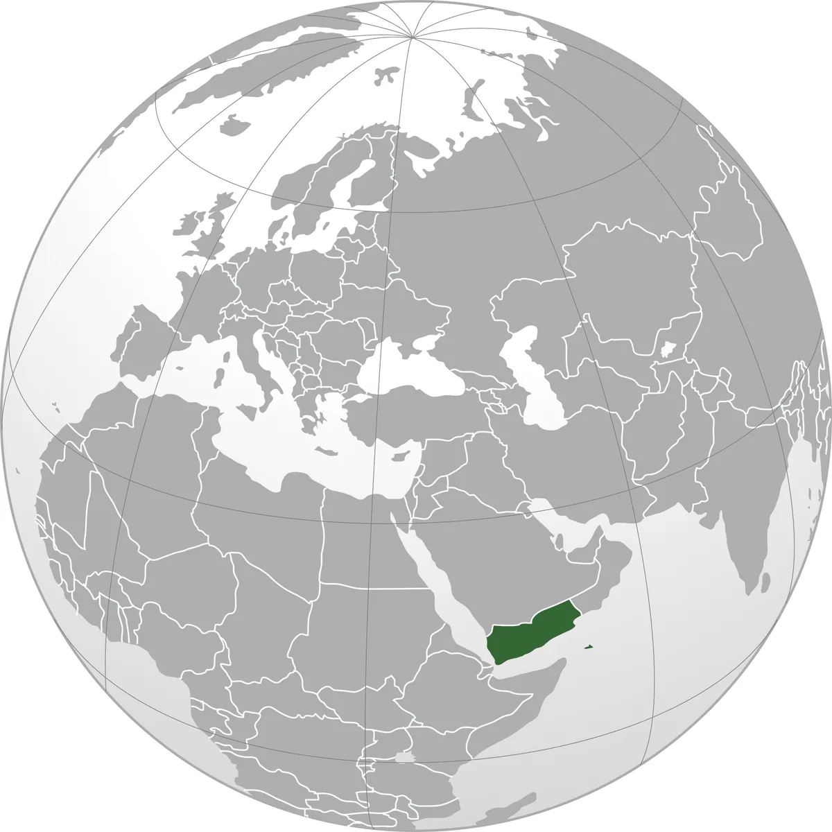 Yemen on the globe