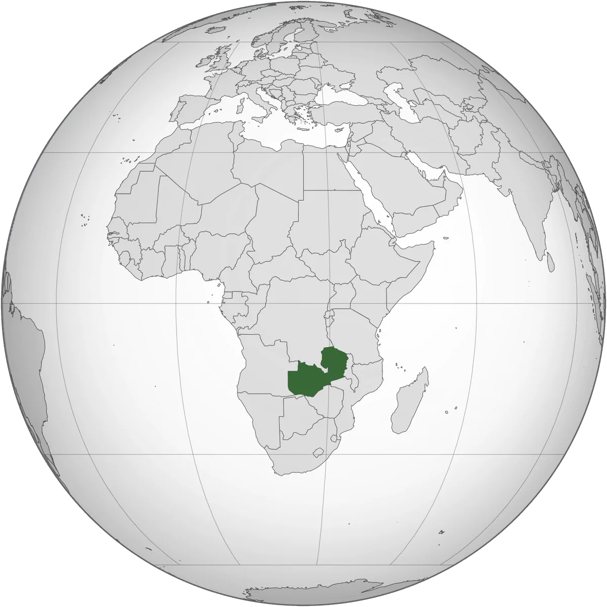Zambia on the globe