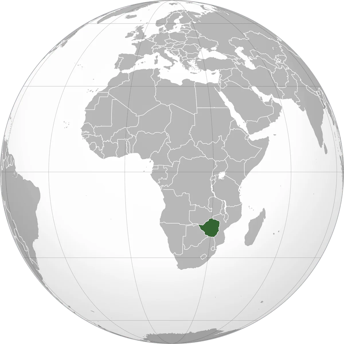 Zimbabwe on the globe